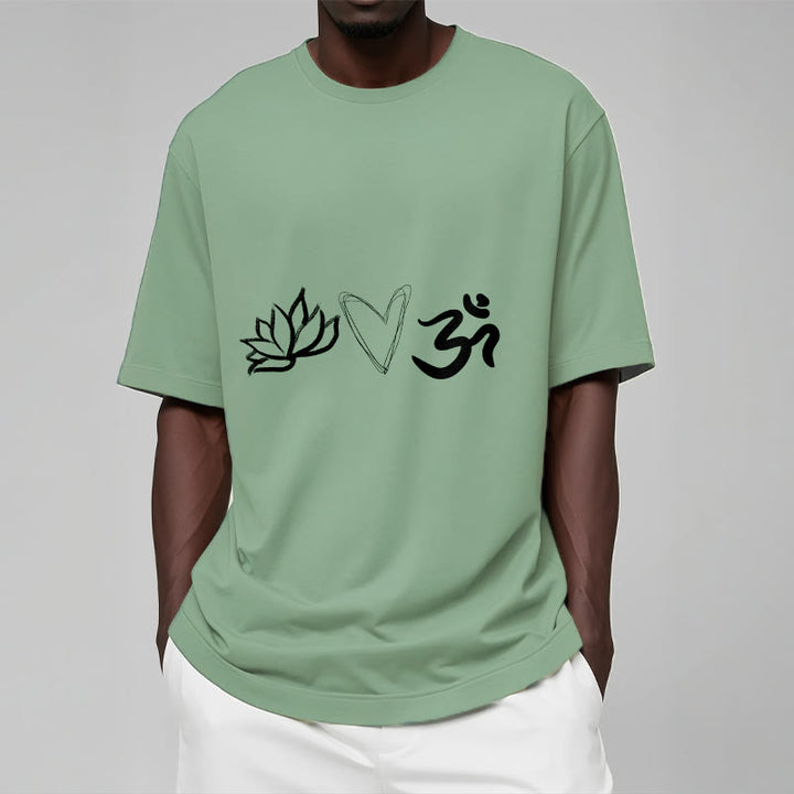 Buddha Stones Casual Lotus Heart Pattern Om Symbol Sanskrit Cotton Tee T-shirt - image 15