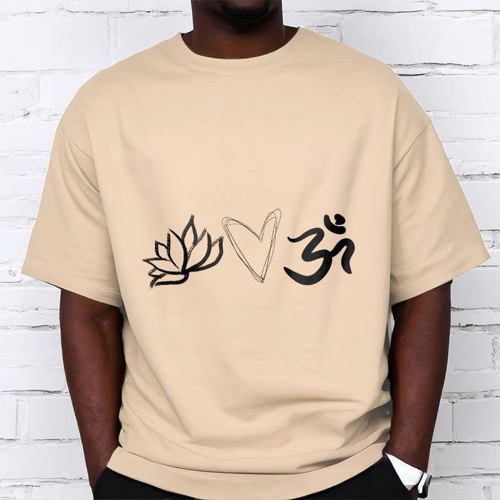 Buddha Stones Casual Lotus Heart Pattern Om Symbol Sanskrit Cotton Tee T-shirt - image 11