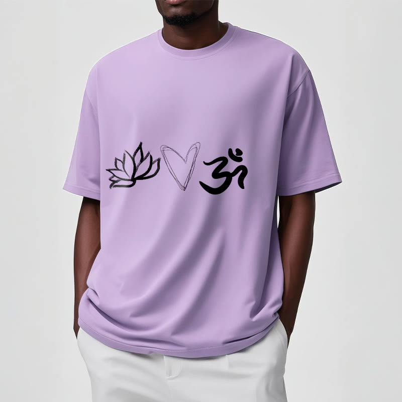 Buddha Stones Casual Lotus Heart Pattern Om Symbol Sanskrit Cotton Tee T-shirt - image 17