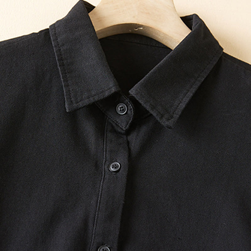 Buddha Stones Fall Irregular Design Long Sleeve Women's Cotton Linen Lapel Jacket With Pockets - image 11