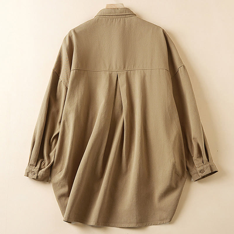 Buddha Stones Fall Irregular Design Long Sleeve Women's Cotton Linen Lapel Jacket With Pockets - image 1