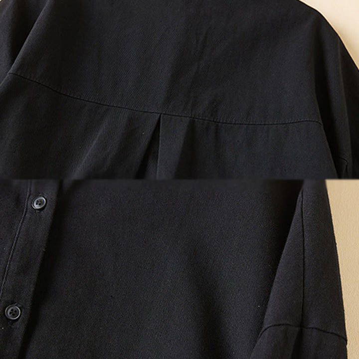 Buddha Stones Fall Irregular Design Long Sleeve Women's Cotton Linen Lapel Jacket With Pockets - image 12