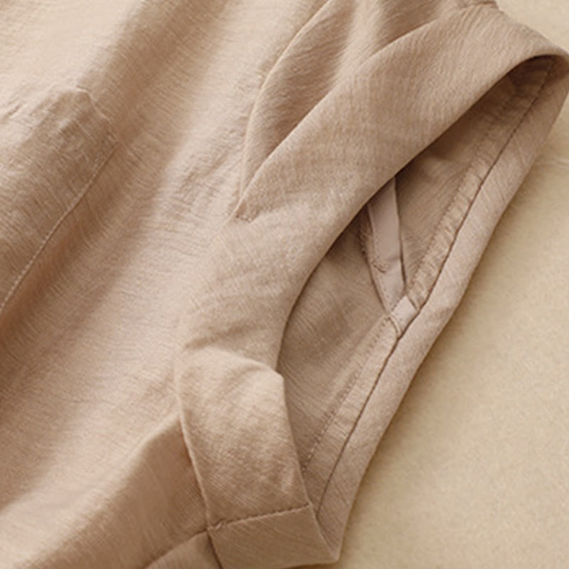 Buddha Stones 2Pcs Short Sleeve Shirt 7-8 Length Skirt With Pockets Cotton Linen Women's Set - image 18