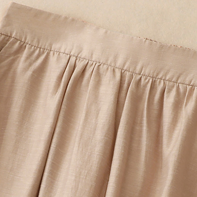 Buddha Stones 2Pcs Short Sleeve Shirt 7-8 Length Skirt With Pockets Cotton Linen Women's Set - image 21