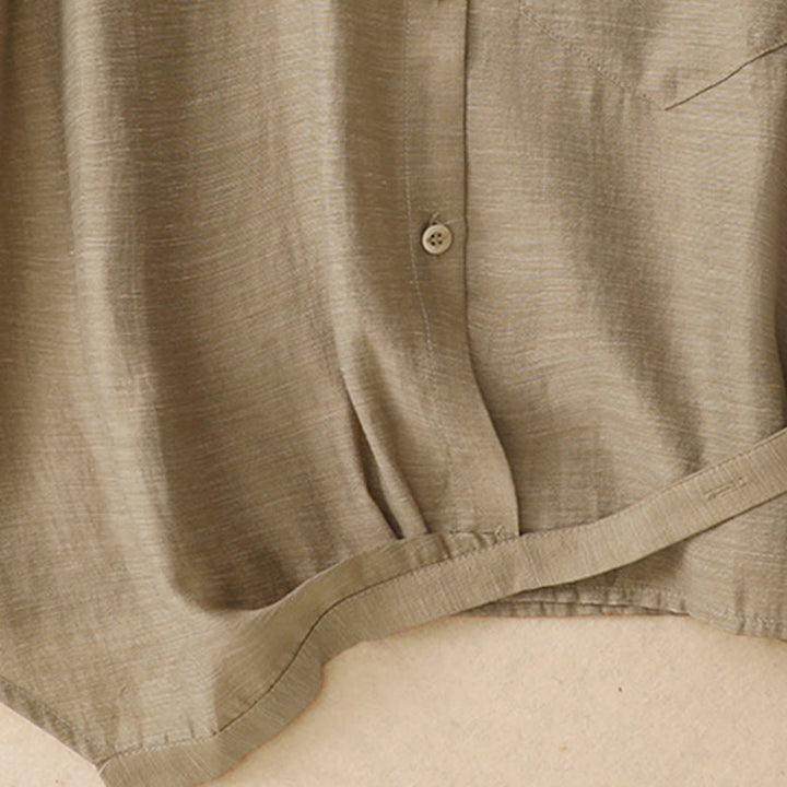 Buddha Stones 2Pcs Short Sleeve Shirt 7-8 Length Skirt With Pockets Cotton Linen Women's Set - image 5
