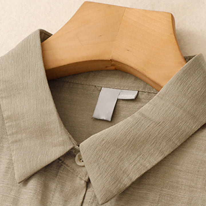 Buddha Stones 2Pcs Short Sleeve Shirt 7-8 Length Skirt With Pockets Cotton Linen Women's Set - image 3