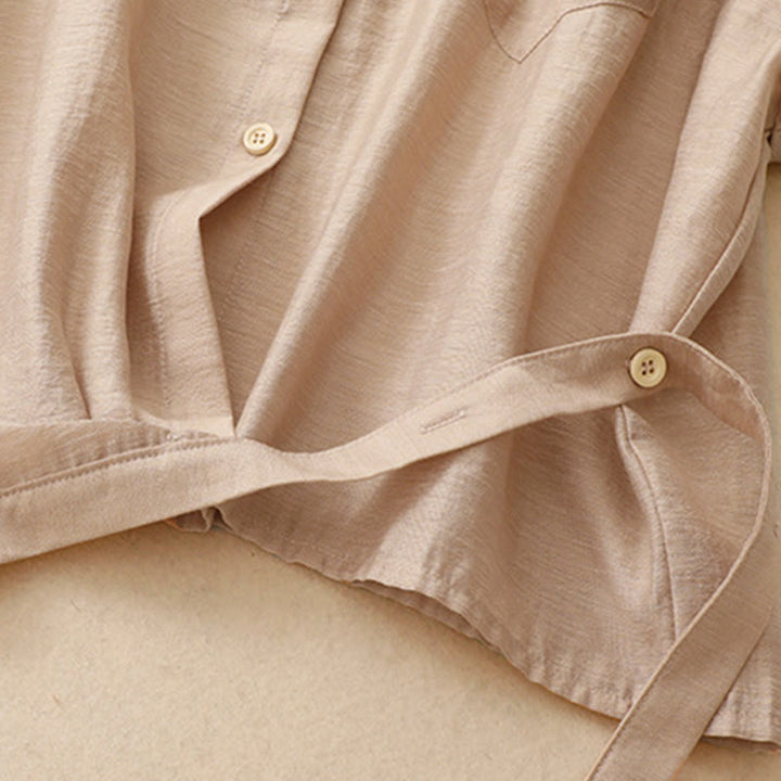 Buddha Stones 2Pcs Short Sleeve Shirt 7-8 Length Skirt With Pockets Cotton Linen Women's Set - image 19