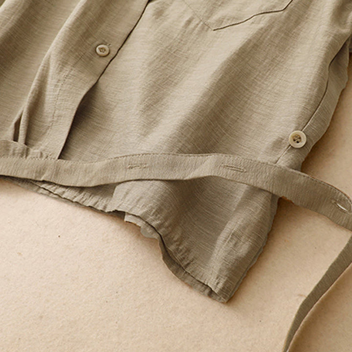 Buddha Stones 2Pcs Short Sleeve Shirt 7-8 Length Skirt With Pockets Cotton Linen Women's Set - image 6