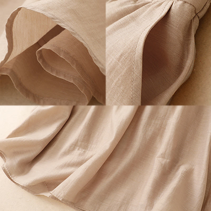Buddha Stones 2Pcs Short Sleeve Shirt 7-8 Length Skirt With Pockets Cotton Linen Women's Set - image 22