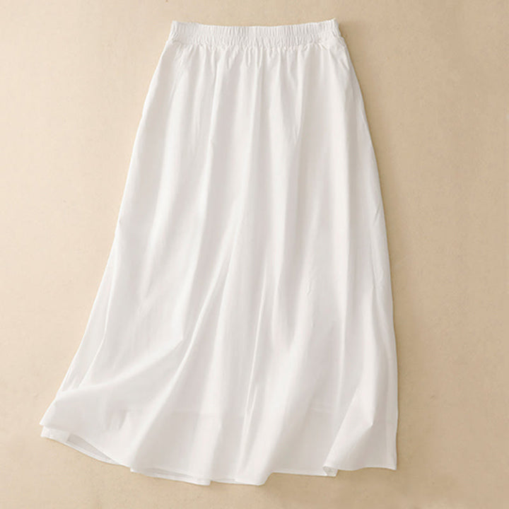 Buddha Stones 2pcs Irregular Button Half Sleeve Shirt Skirt With Pockets Cotton Clothing Women's Set - image 17