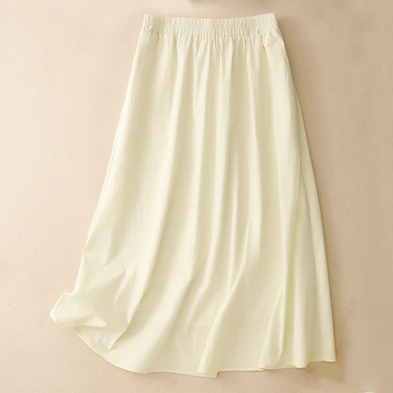 Buddha Stones 2pcs Irregular Button Half Sleeve Shirt Skirt With Pockets Cotton Clothing Women's Set - image 26