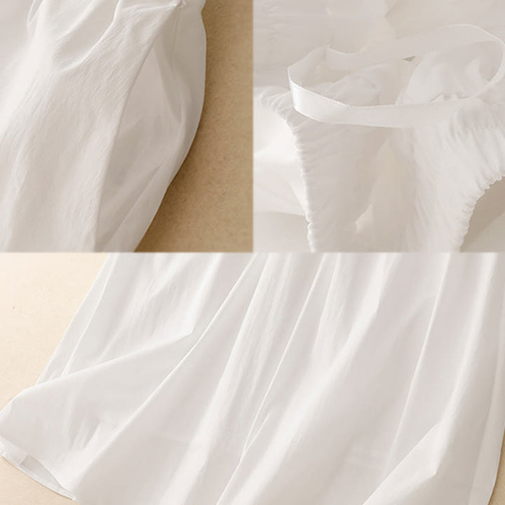 Buddha Stones 2pcs Irregular Button Half Sleeve Shirt Skirt With Pockets Cotton Clothing Women's Set - image 20
