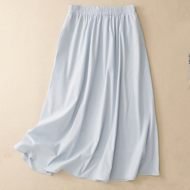 Buddha Stones 2pcs Irregular Button Half Sleeve Shirt Skirt With Pockets Cotton Clothing Women's Set - image 8