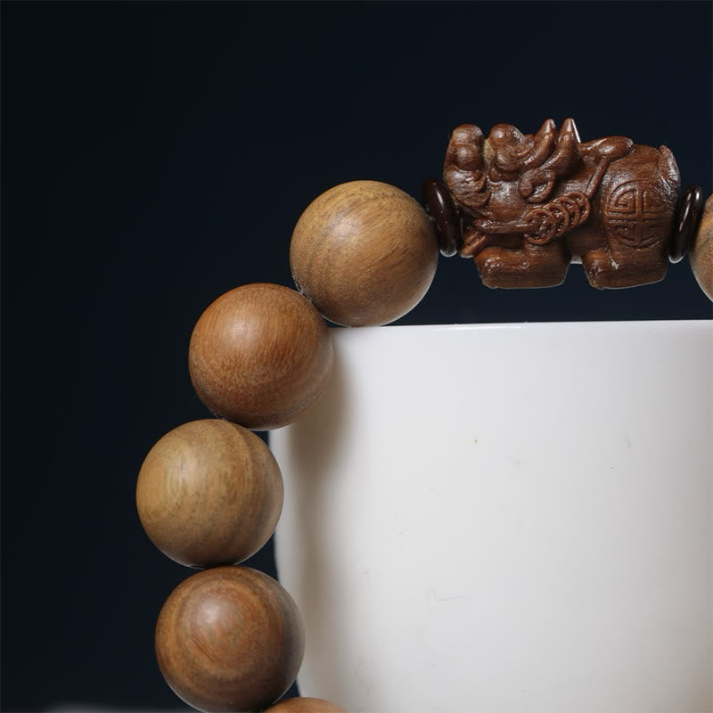 Buddha Stones Green Sandalwood Pixiu Attract Wealth Bracelet - image 8
