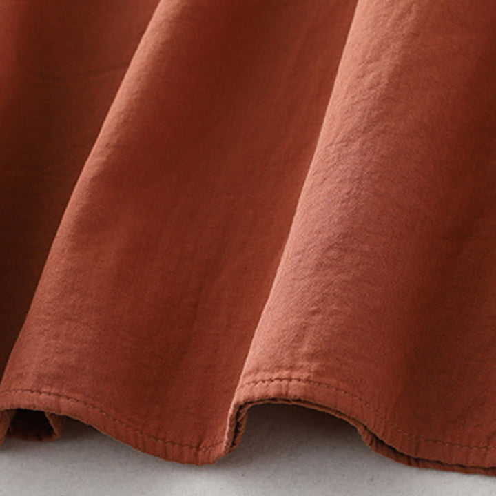 Buddha Stones Ruffled Lace Patchwork Design Puff Long Sleeve Cotton Midi Dress With Pockets - image 9