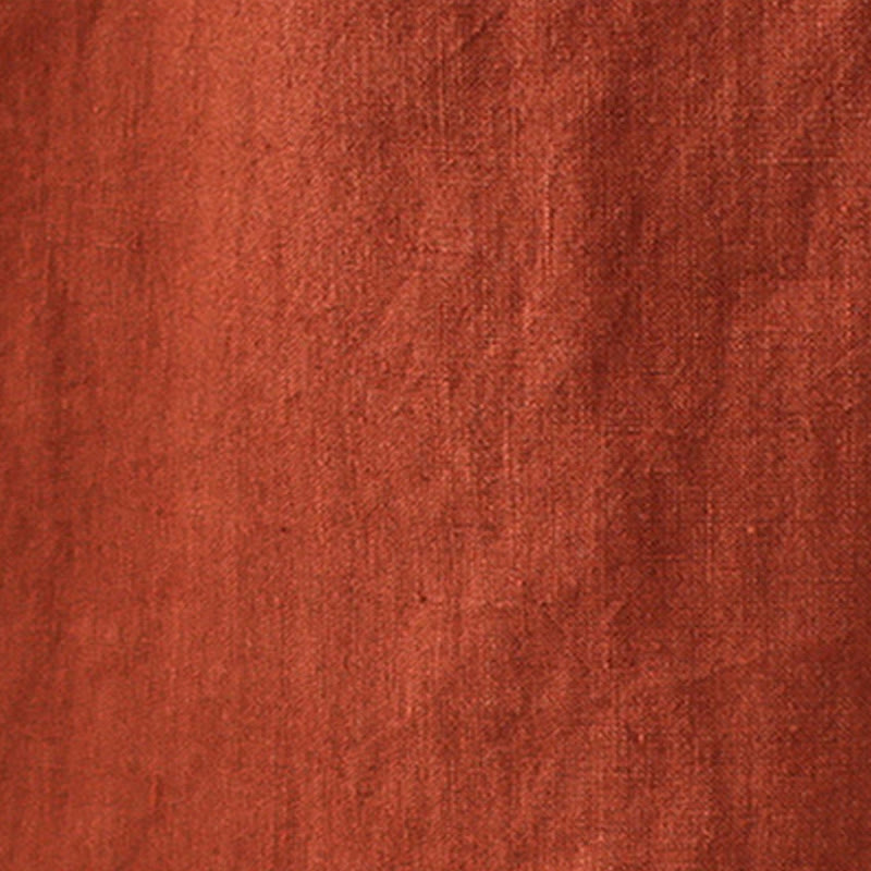 Buddha Stones OrangeRed Lace-Up Design Long Sleeve Cotton Midi Dress With Pockets - image 12