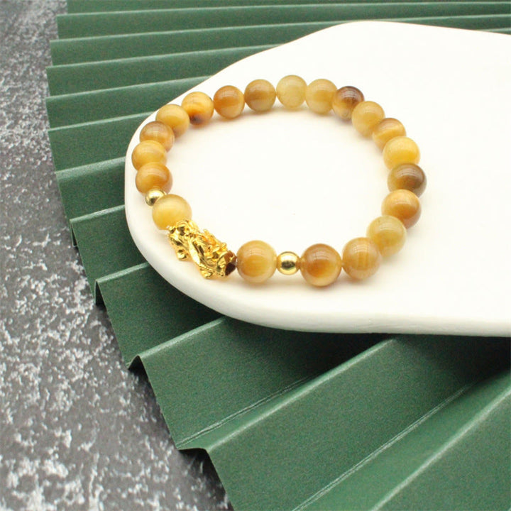 Buddha Stones Various Color Tiger Eye Beads Pixiu Wealth Courage Bracelet - Golden Tiger Eye(Wrist Circumference: 17-19cm) - image 25