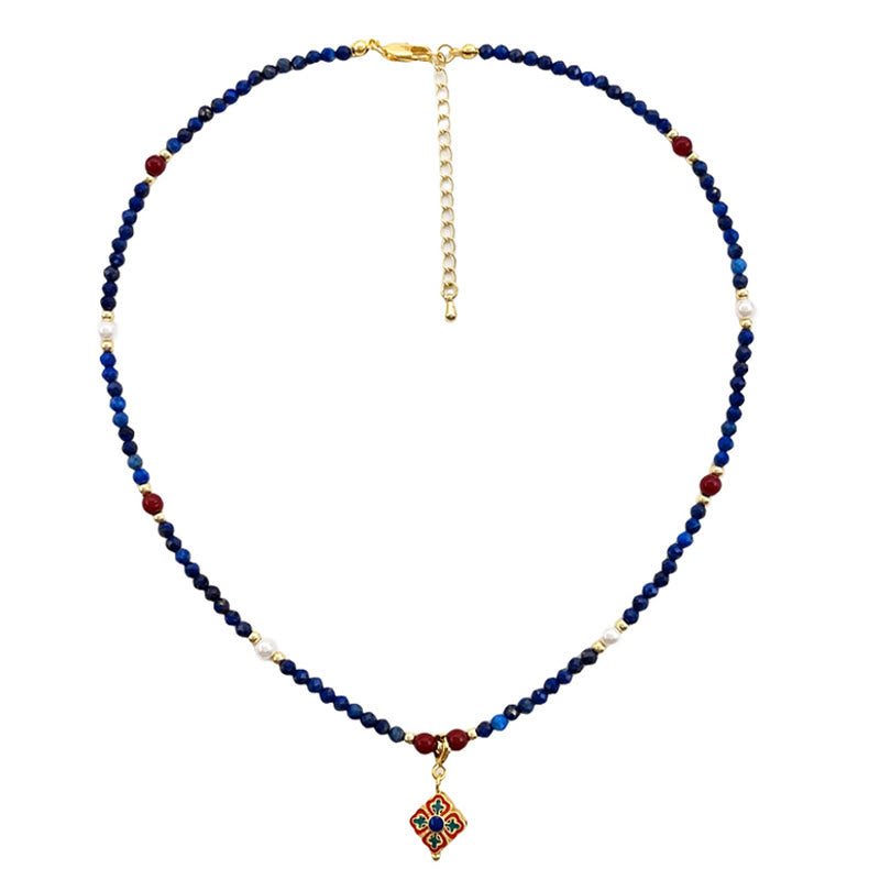 Buddha Stones Lazurite Pearl Positive Necklace Pendant - image 7