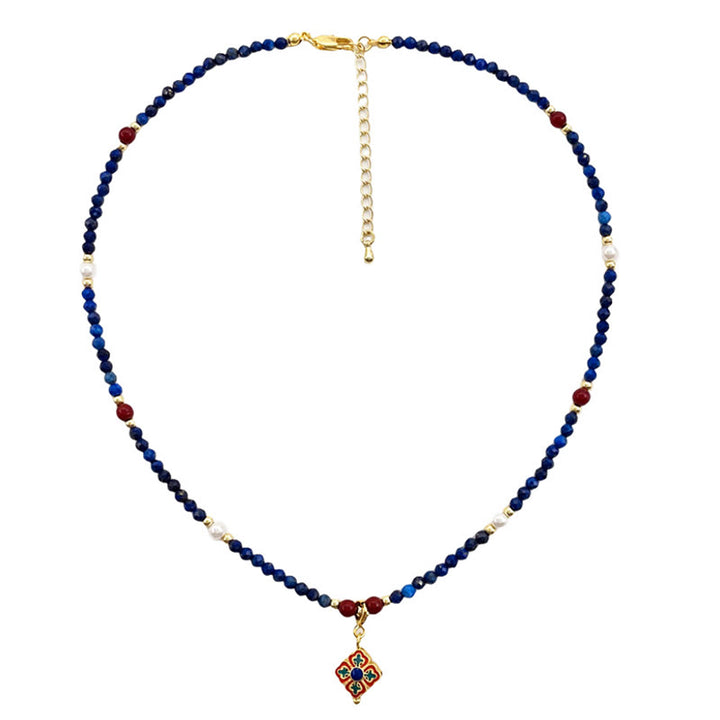 Buddha Stones Lazurite Pearl Positive Necklace Pendant - image 7