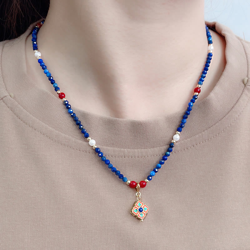 Buddha Stones Lazurite Pearl Positive Necklace Pendant - image 4