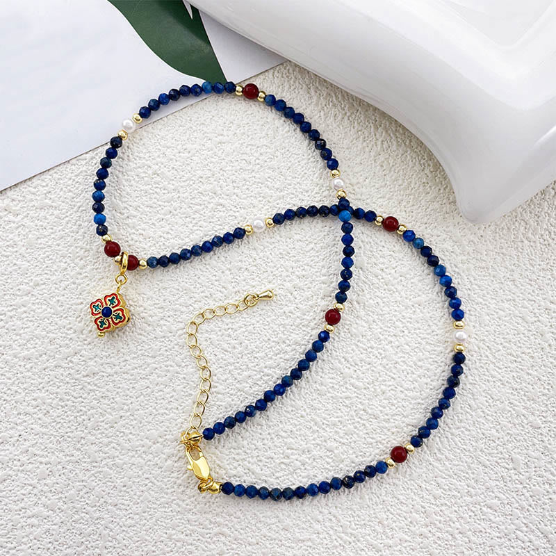 Buddha Stones Lazurite Pearl Positive Necklace Pendant - image 3