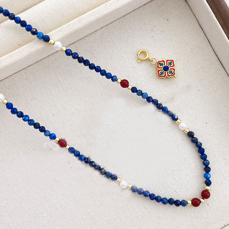 Buddha Stones Lazurite Pearl Positive Necklace Pendant - image 8