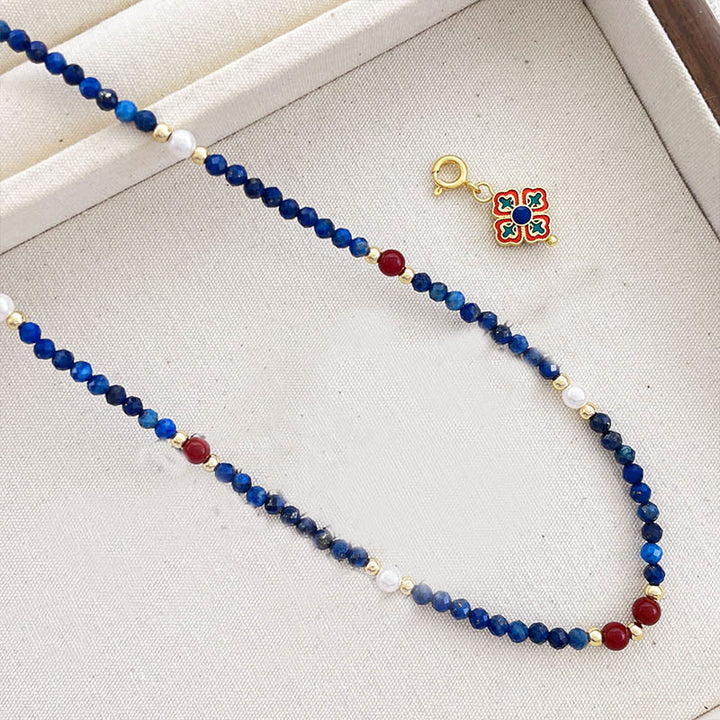 Buddha Stones Lazurite Pearl Positive Necklace Pendant - image 8