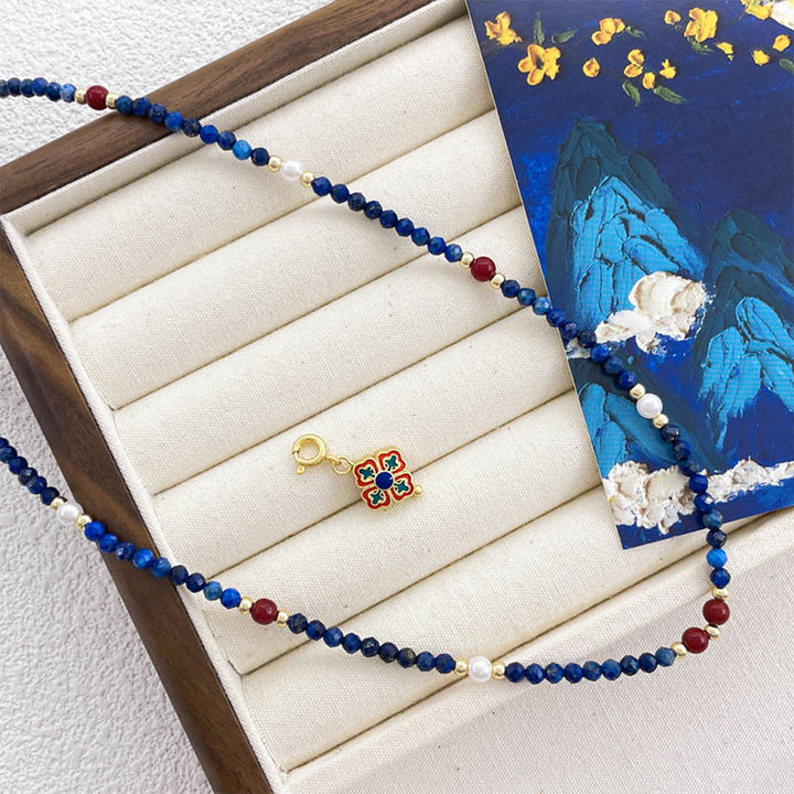 Buddha Stones Lazurite Pearl Positive Necklace Pendant - image 2