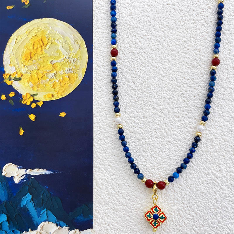 Buddha Stones Lazurite Pearl Positive Necklace Pendant - Lazurite(♥ Positive ♥ Self Care ♥) - image 0