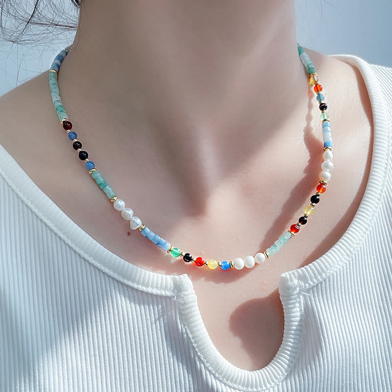 Buddha Stones Pearl Glass Healing Necklace Pendant - image 4