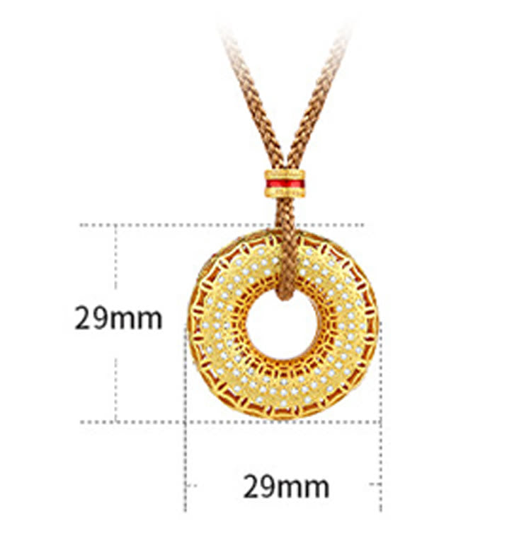 Buddha Stones Copper Coin Pattern Peace Buckle Copper Auspicious Necklace Pendant - image 3