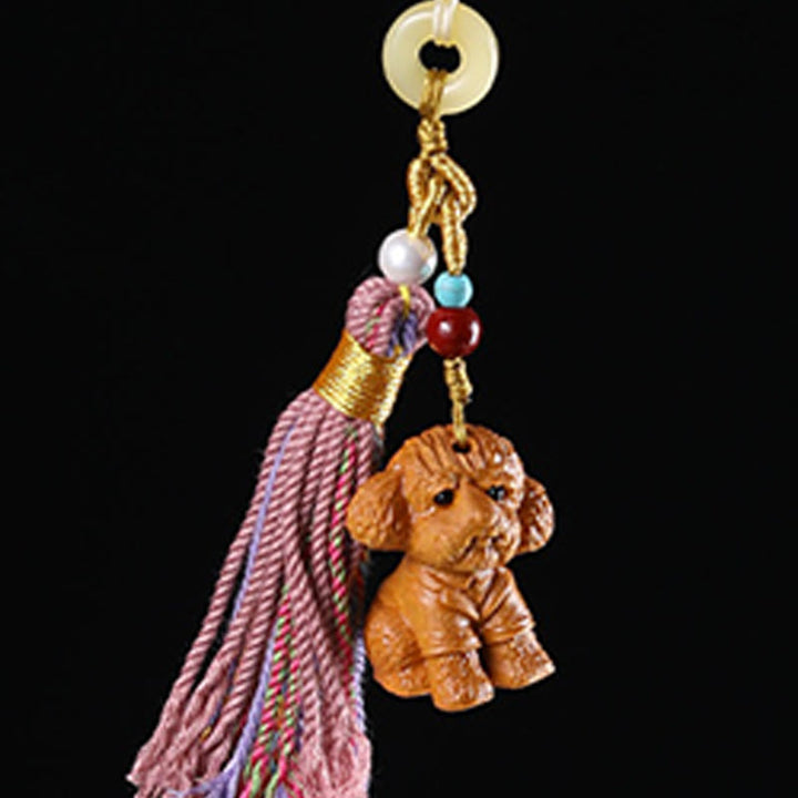 Buddha Stones Sandalwood 12 Chinese Zodiac Blessing Colorful Tassel Accessories Keychain - image 31
