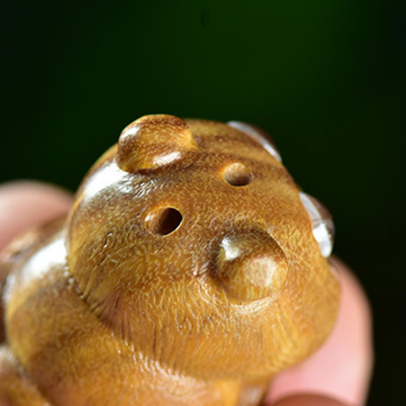 Buddha Stones Green Sandalwood Small Leaf Red Sandalwood Cute Pig Animals Positive Decoration - image 3