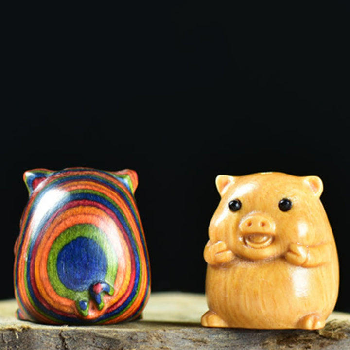 Buddha Stones Green Sandalwood Small Leaf Red Sandalwood Cute Pig Animals Positive Decoration - image 16