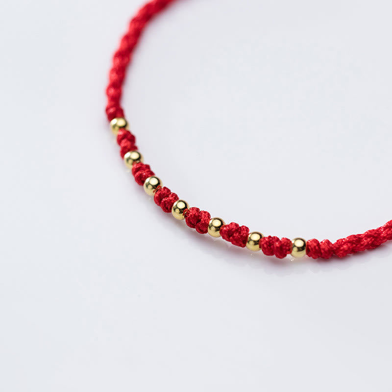 Buddha Stones 925 Sterling Silver Plated Gold Beads Red String Braided Protection Bracelet - image 14