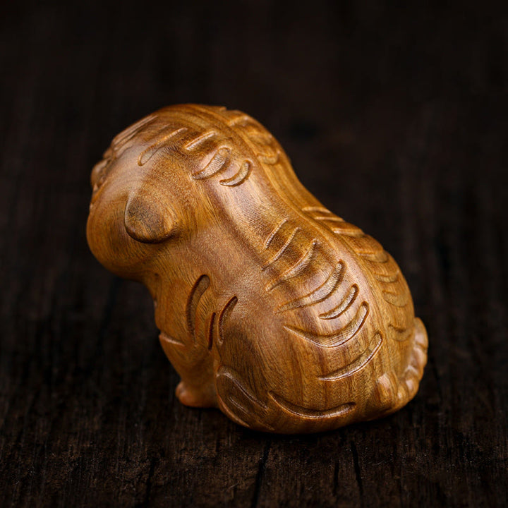 Buddha Stones Green Sandalwood Cute Tiger Animals Positive Decoration - image 2