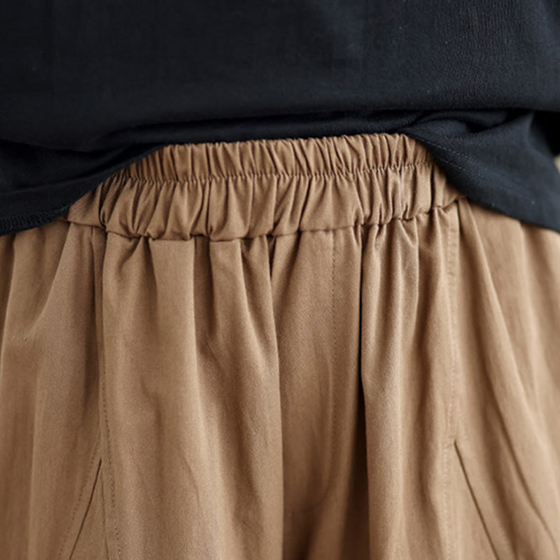 Buddha Stones Casual Plain Cotton Women's 7-8 Length Wide Leg Pants With Pockets - image 19