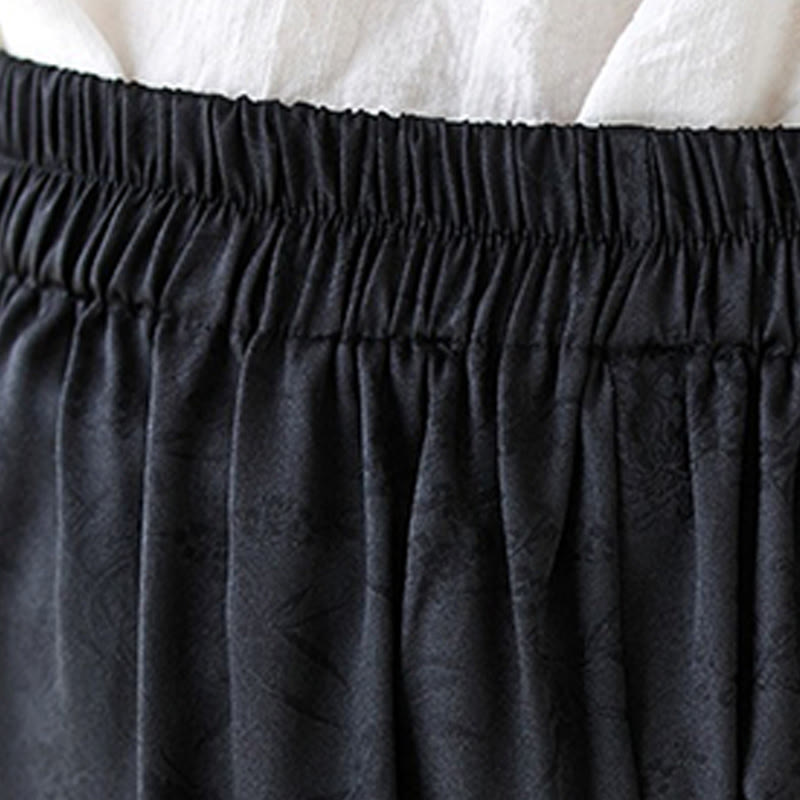 Buddha Stones Casual Jacquard Lace-up Cotton Women's Wide Leg Pants With Pockets - image 16
