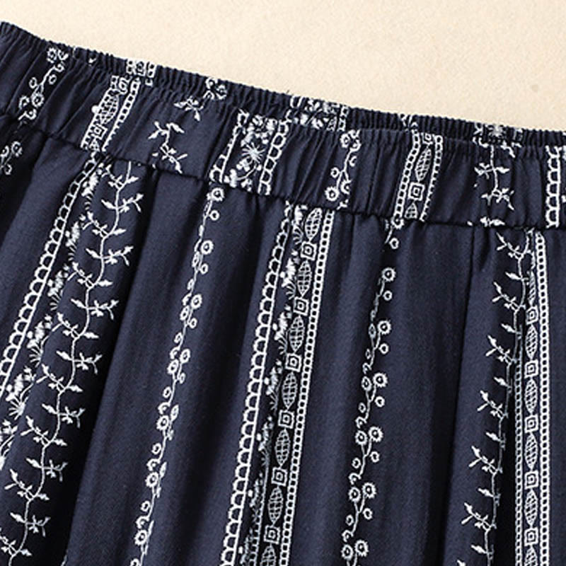 Buddha Stones Casual Vertical Printing Cotton Linen Women's Wide Leg Pants With Pockets - image 3