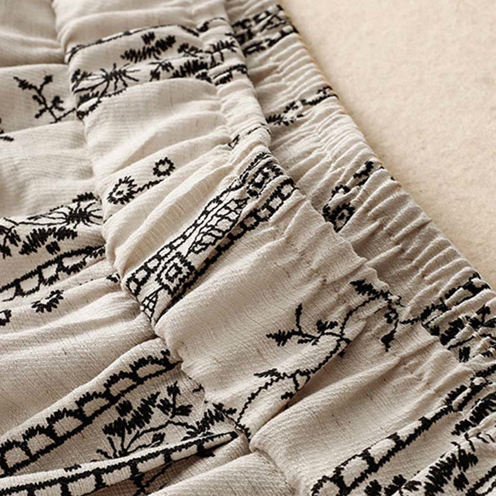 Buddha Stones Casual Vertical Printing Cotton Linen Women's Wide Leg Pants With Pockets - image 8