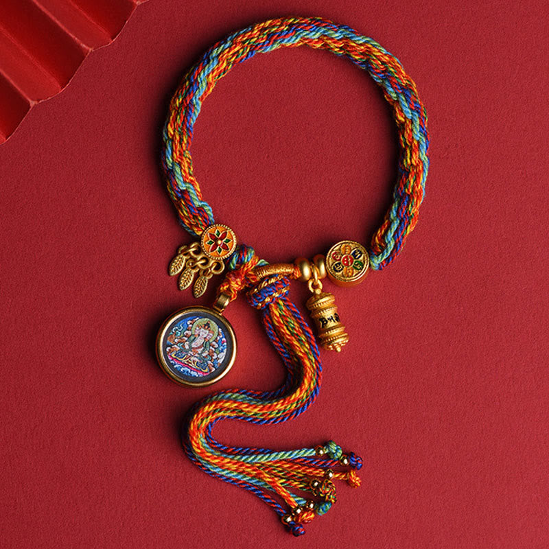 Buddha Stones Thangka Tibetan Chinese Zodiac Zakiram Colorful Rope Connection String Bracelet - Ox&Tiger - image 0