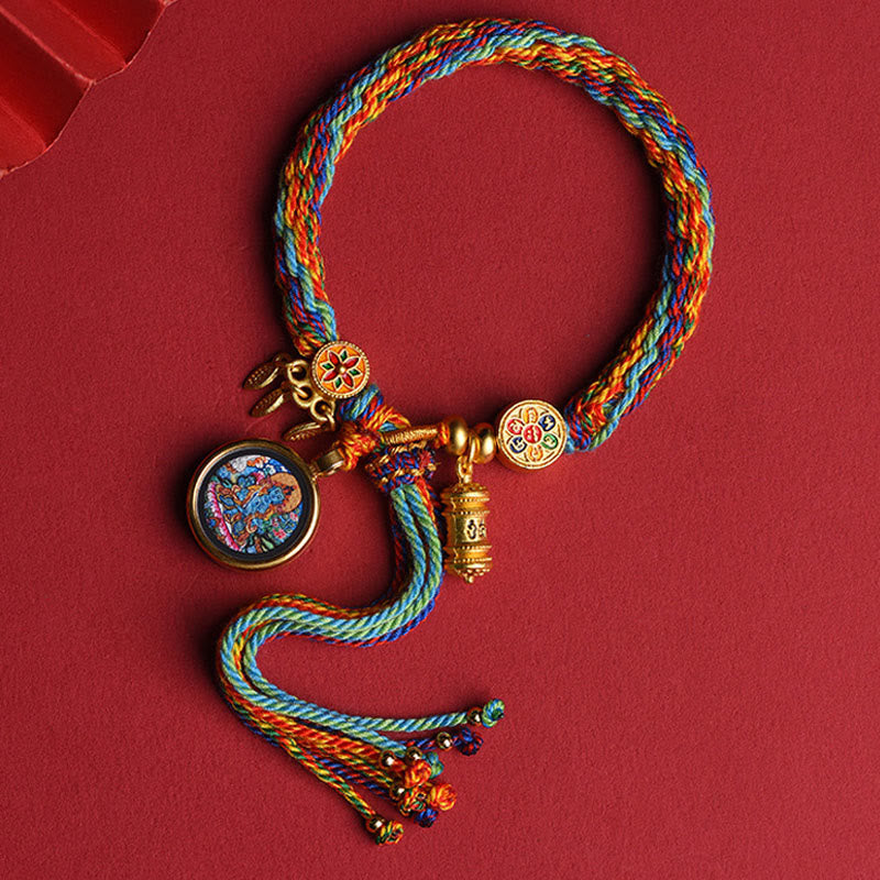 Buddha Stones Thangka Tibetan Chinese Zodiac Zakiram Colorful Rope Connection String Bracelet - Horse - image 1