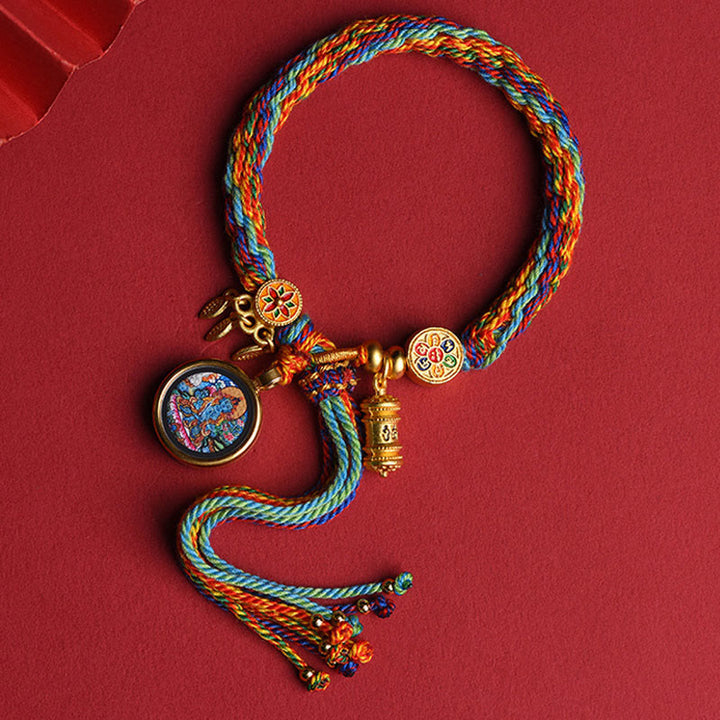 Buddha Stones Thangka Tibetan Chinese Zodiac Zakiram Colorful Rope Connection String Bracelet - Horse - image 1