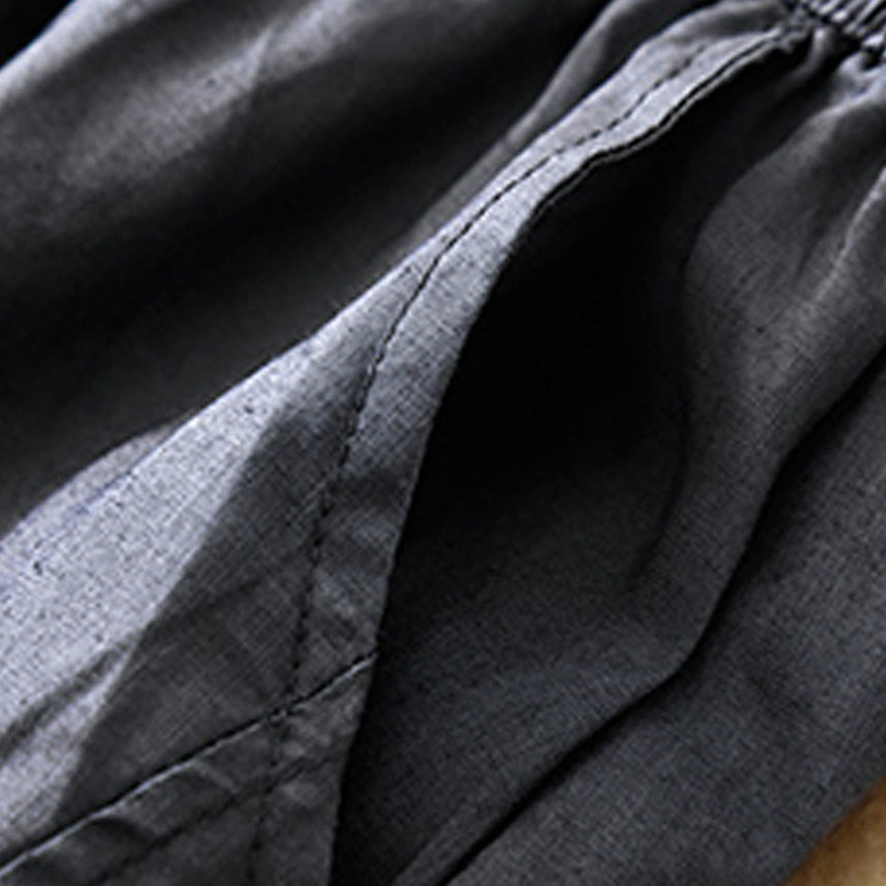 Buddha Stones Casual Plain Cropped Pants Women's Cotton Linen Harem Pants With Pockets - image 1