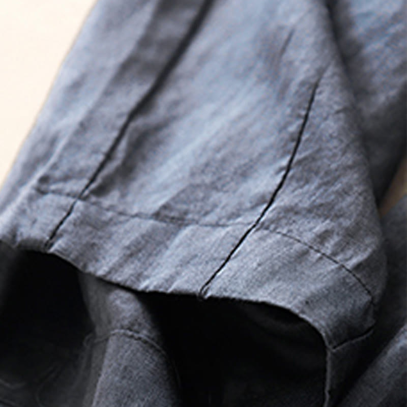 Buddha Stones Casual Plain Cropped Pants Women's Cotton Linen Harem Pants With Pockets - image 4
