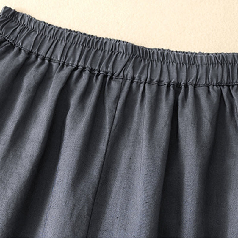Buddha Stones Casual Plain Cropped Pants Women's Linen Harem Pants With Pockets - image 2
