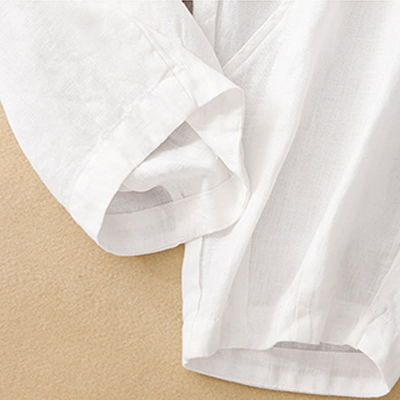 Buddha Stones Casual Plain Cropped Pants Women's Linen Harem Pants With Pockets - image 8