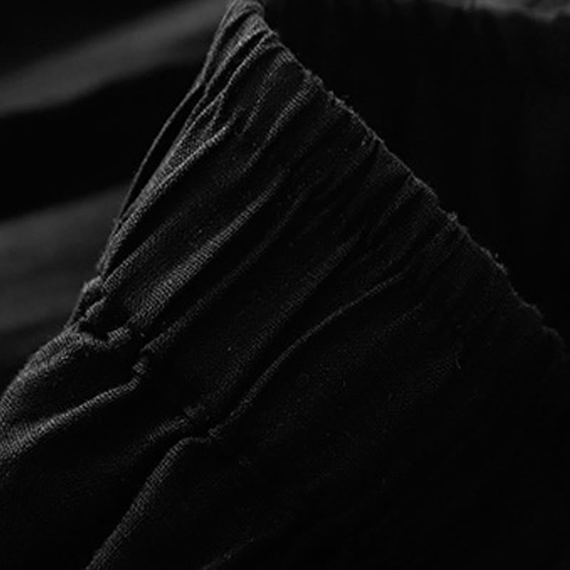 Buddha Stones Casual Plain Cropped Pants Women's Cotton Linen Harem Pants With Pockets - image 11