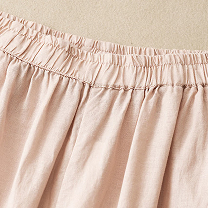 Buddha Stones Casual Plain Cropped Pants Women's Cotton Linen Harem Pants With Pockets - image 26