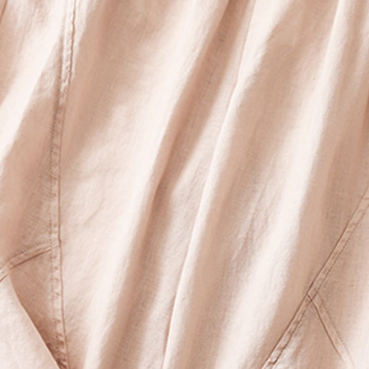 Buddha Stones Casual Plain Cropped Pants Women's Cotton Linen Harem Pants With Pockets - image 25